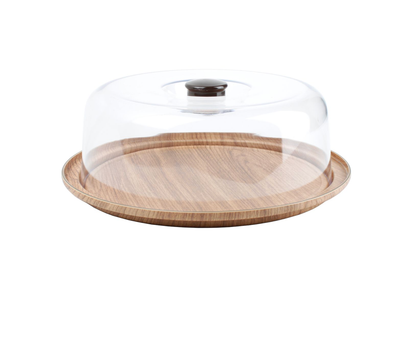 Serveerschaal 30,5CM Met Koepel Bruin Buffet