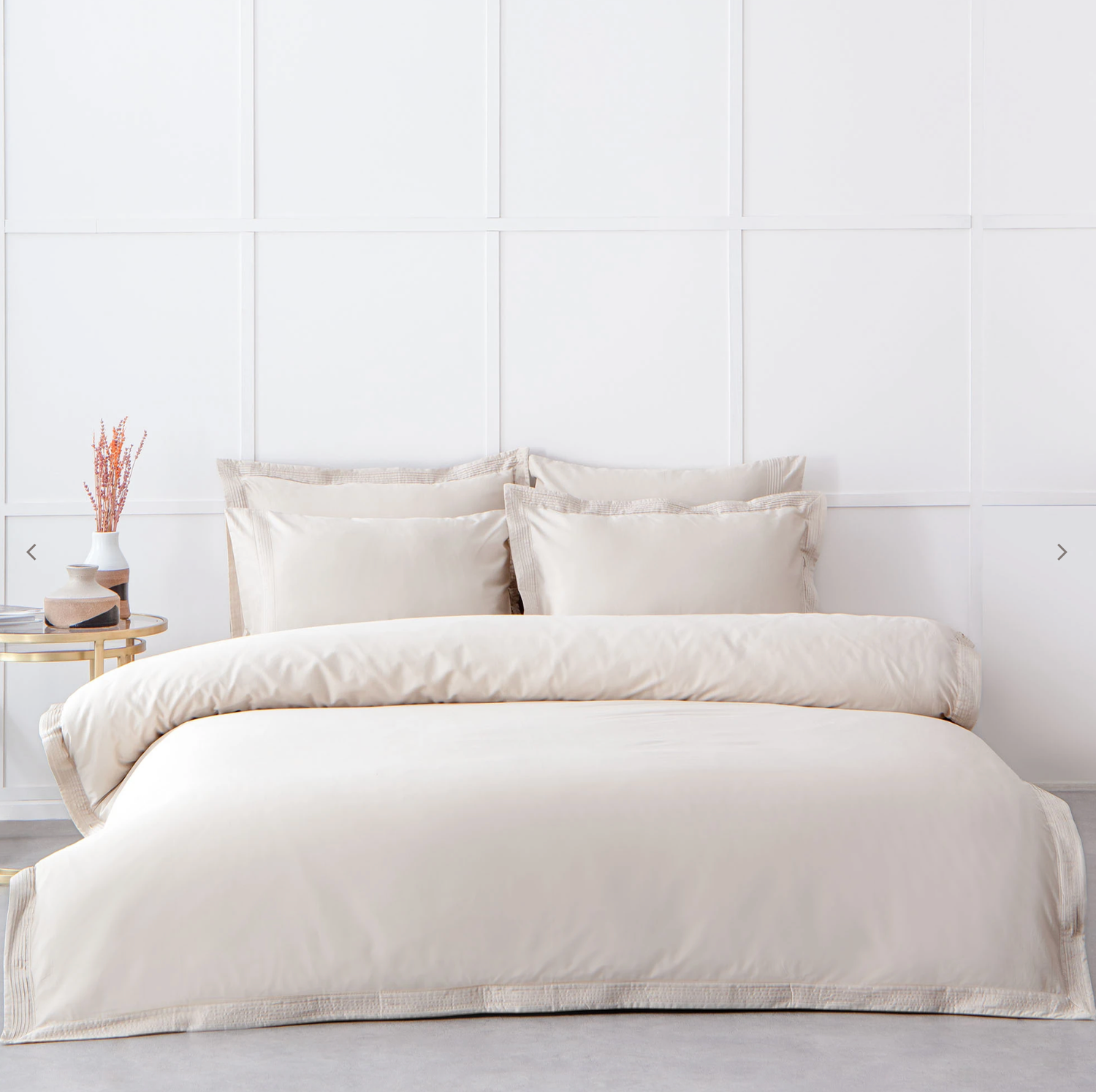 Ecocotton Hena Two Person Duvet Cover 100% Organic Cotton 300 TC Satin Beige 200x220 Cm
