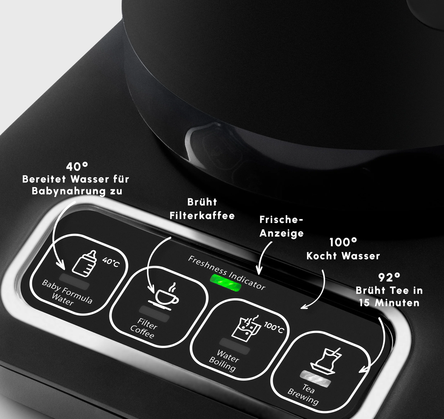 Karaca Caysever Robotea Pro 4 in 1 Talking Automatic Tea Maker Kettle and Filter Coffee Maker 2500W Black