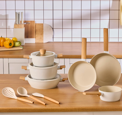 Karaca Swiss Crystal Almond Cream 12 pcs Cookware Set