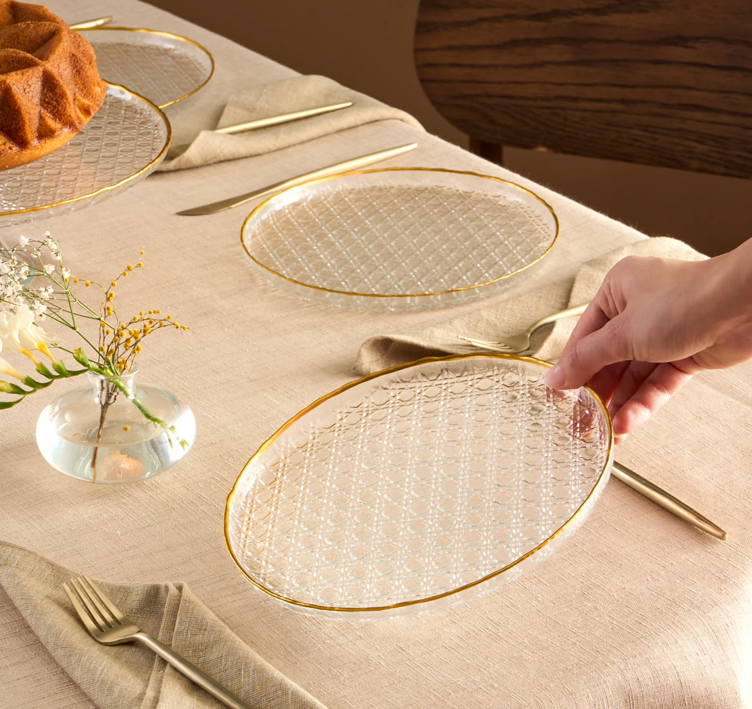 Karaca Rattan Gold 7 Parça Pasta Seti