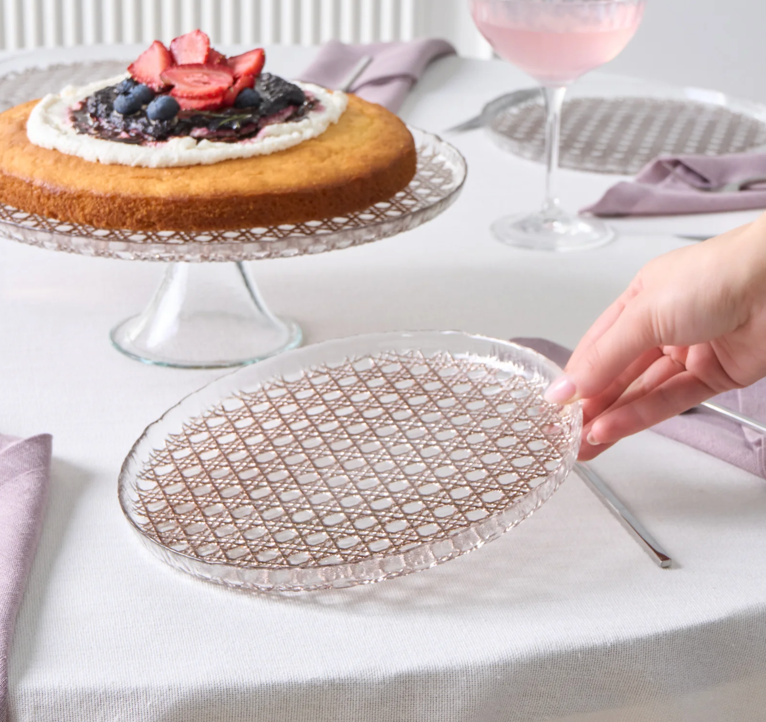 Karaca Rattan Grey Glitter 7-Piece Cake Set