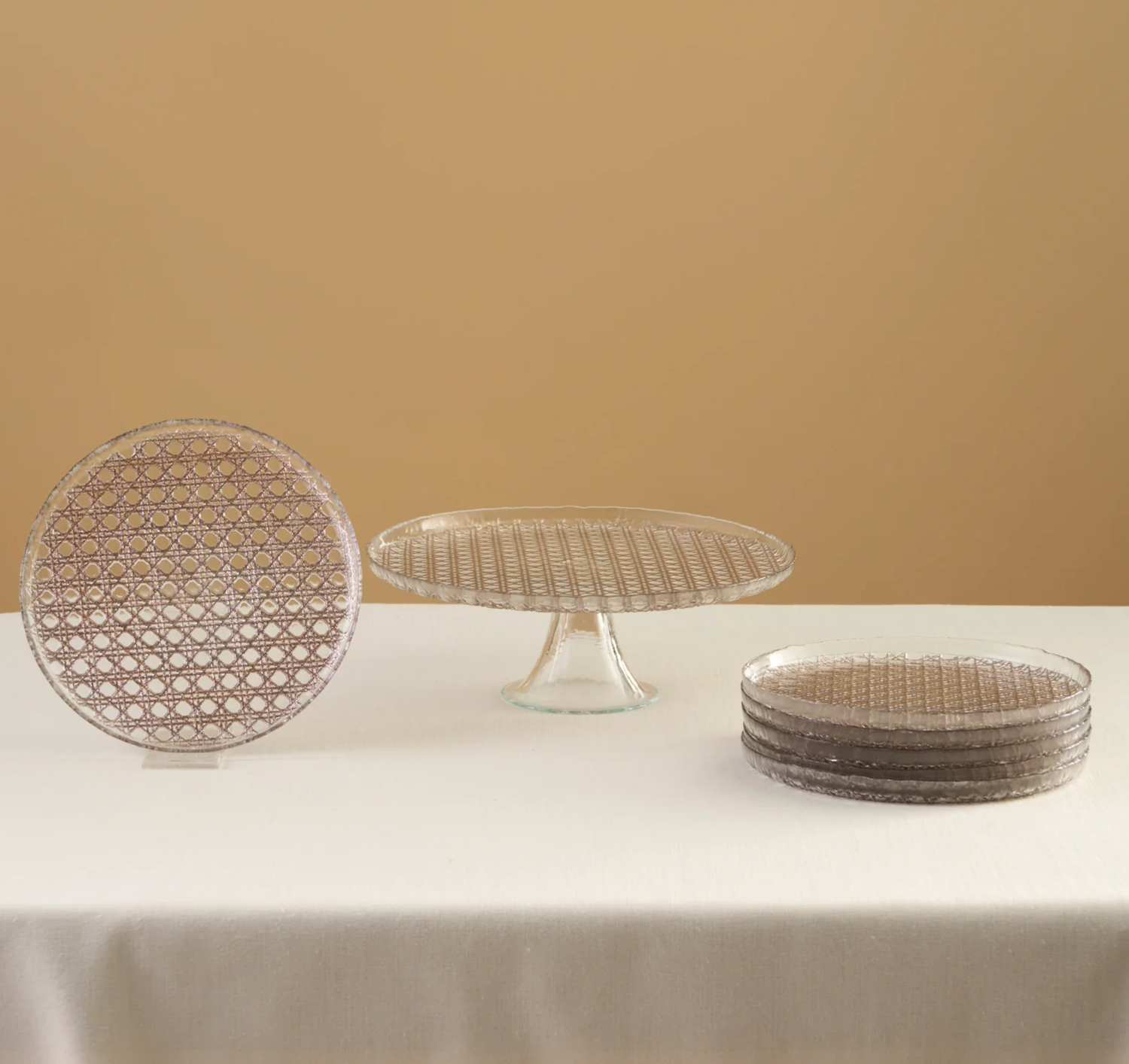 Karaca Rattan Grey Glitter 7-Piece Cake Set