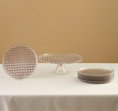 Karaca Rattan Grey Glitter 7-Piece Cake Set