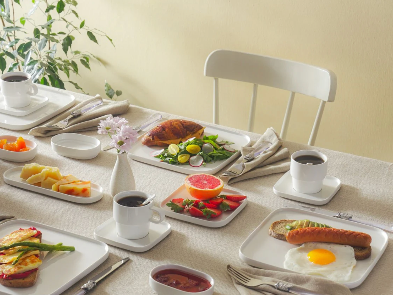 Karaca Stream Pure Cubique 35 Parça 6 Kişilik Kahvaltı Seti Kare