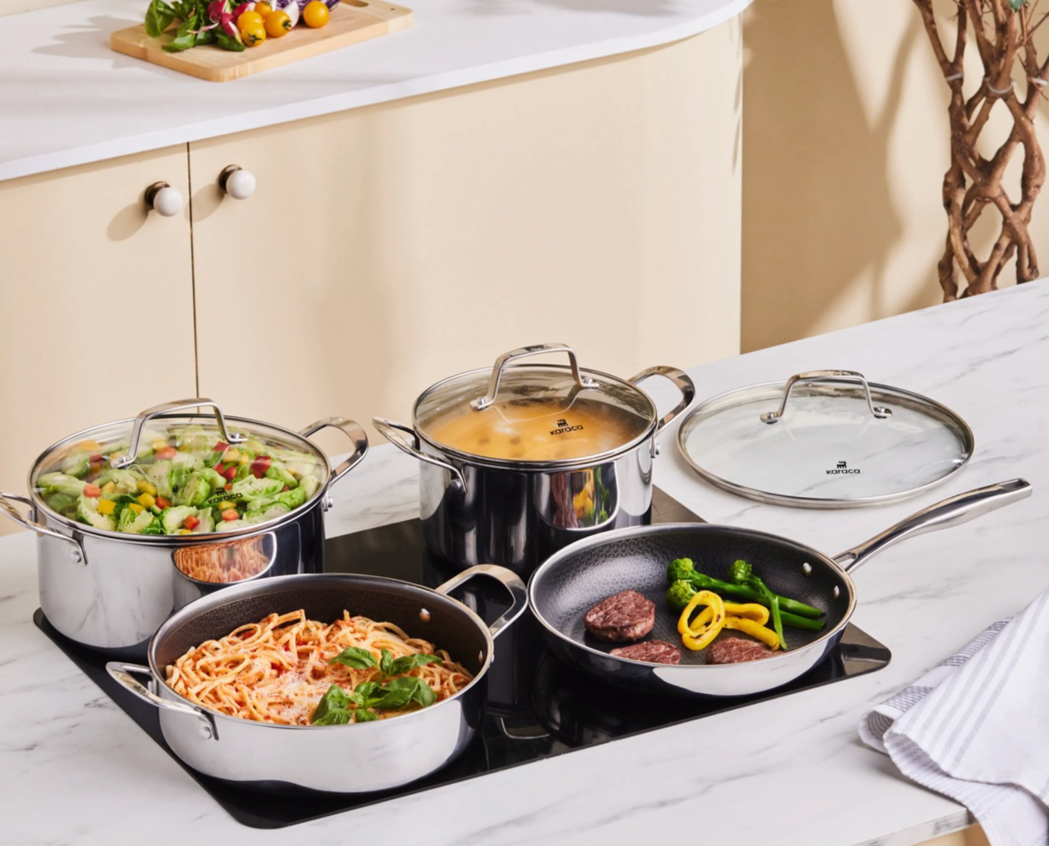 Karaca Ceramica Steel 3Ply Stainless Steel Cookware Set