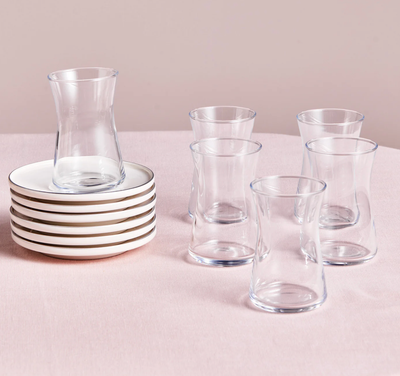 Karaca Streamline Saturn 6-Piece 12-Piece Tea Set Platinum