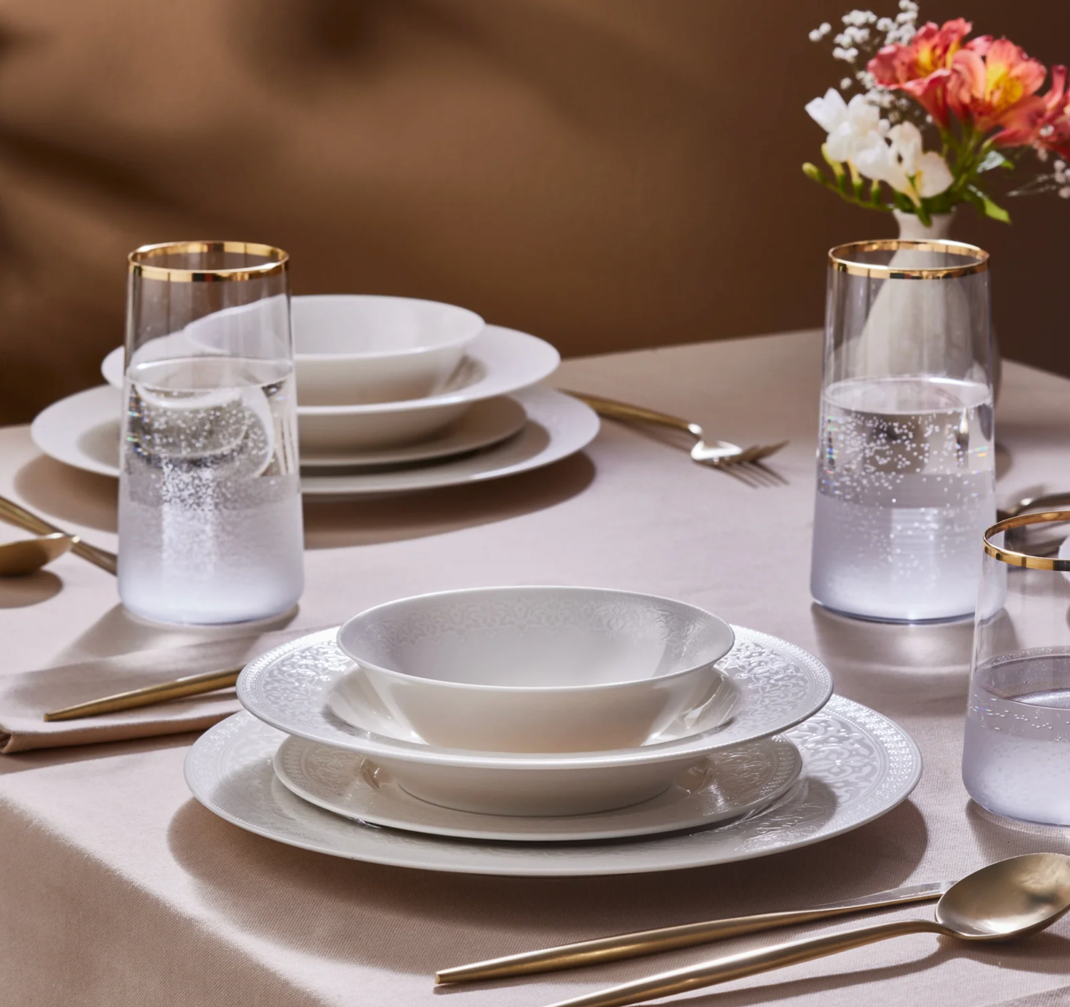 Karaca New Dome serviesset voor 6 personen, 24-delig, wit