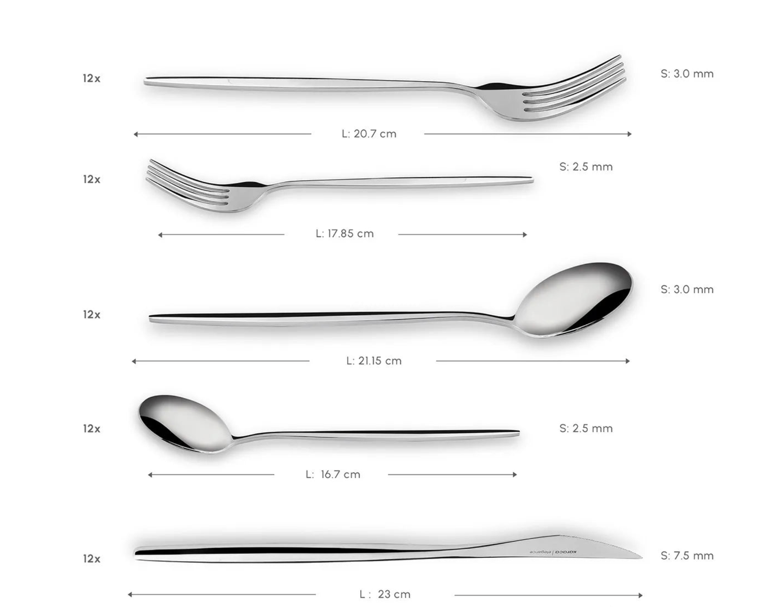 Karaca Elegance 60 Piece Cutlery Set for 12 Person