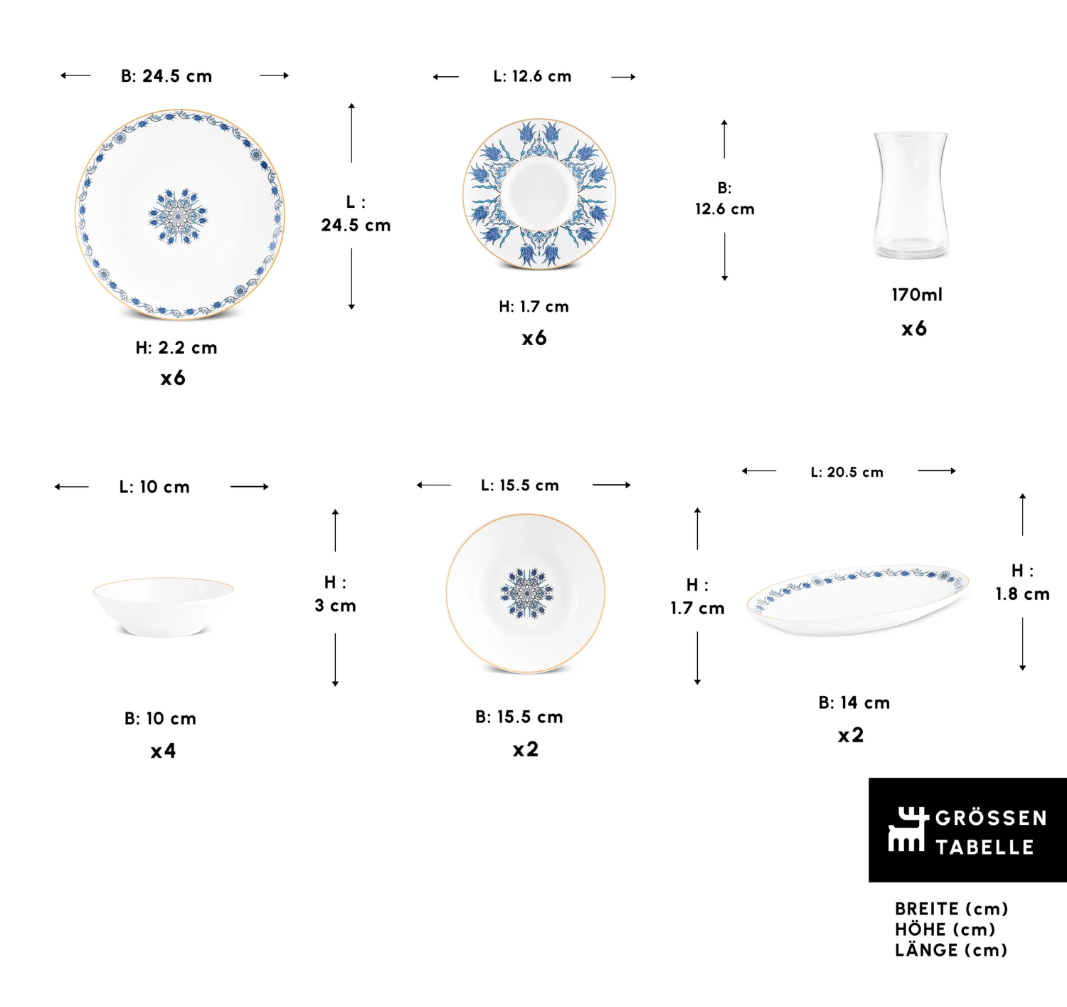 Karaca İznik 26-Piece 6-Person Breakfast Set