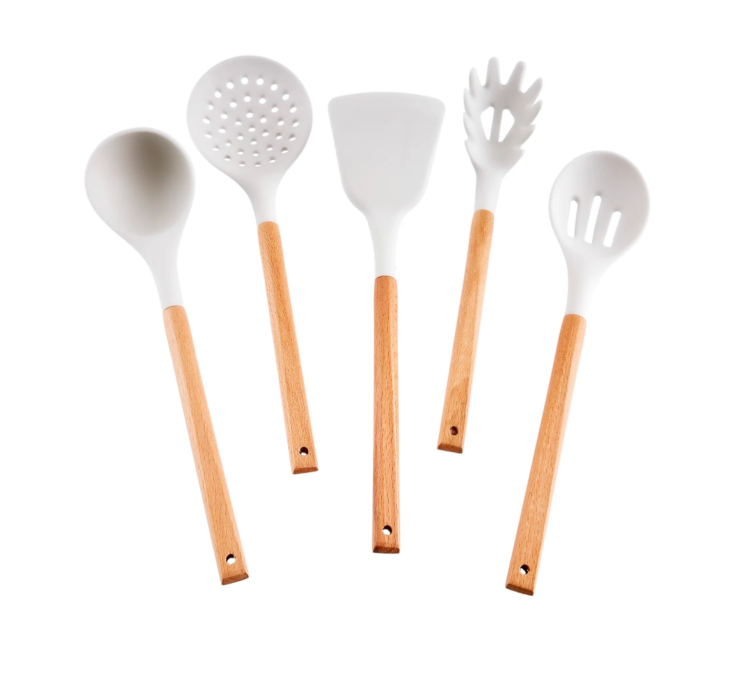 Karaca Massimo Knife, Serving Utensils, and Cutting Board Set, Cream