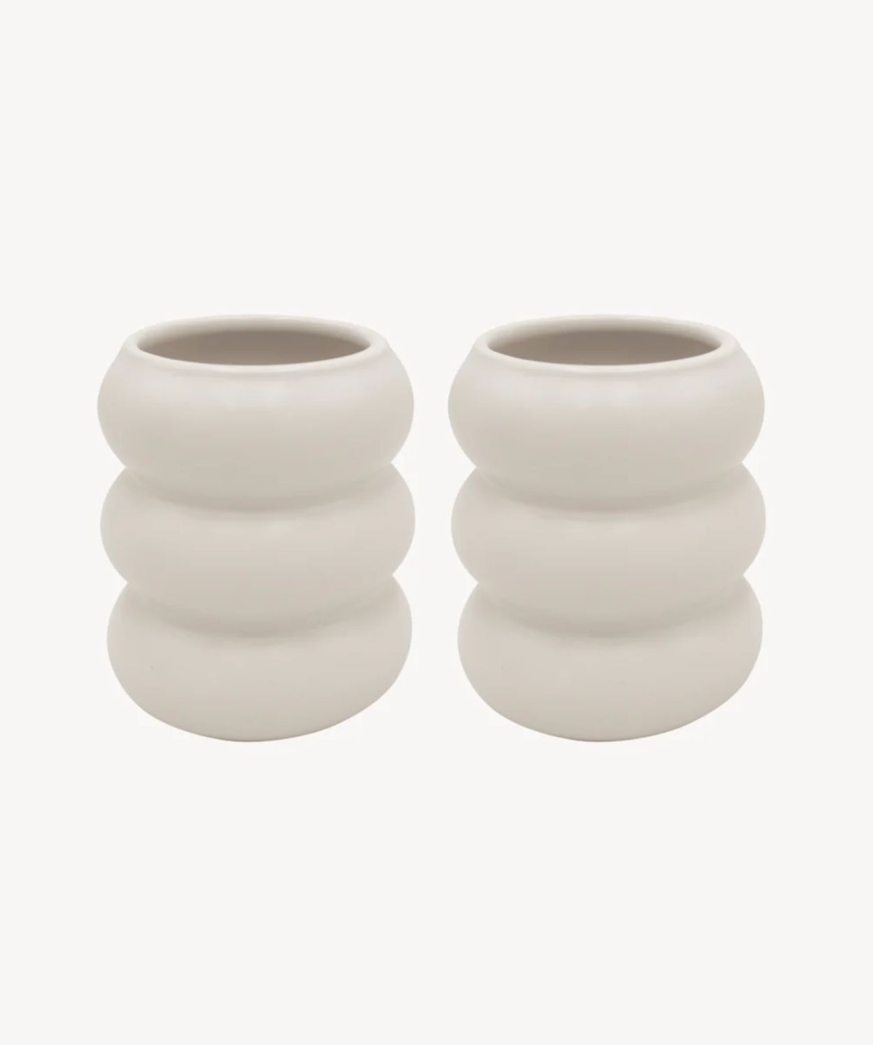 Wave Ceramic Mug Beige 2-Piece