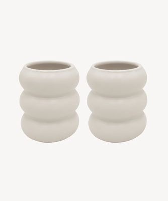 Wave Ceramic Mug Beige 2-Piece