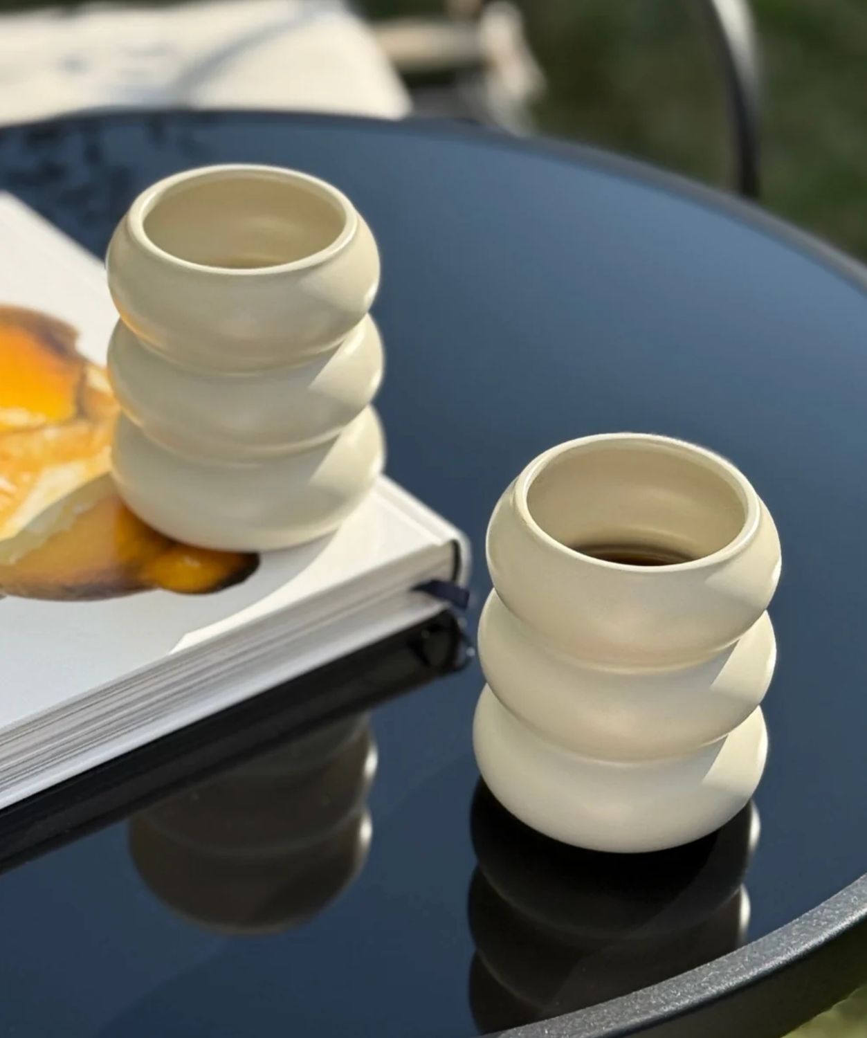 Wave Ceramic Mug Beige 2-Piece