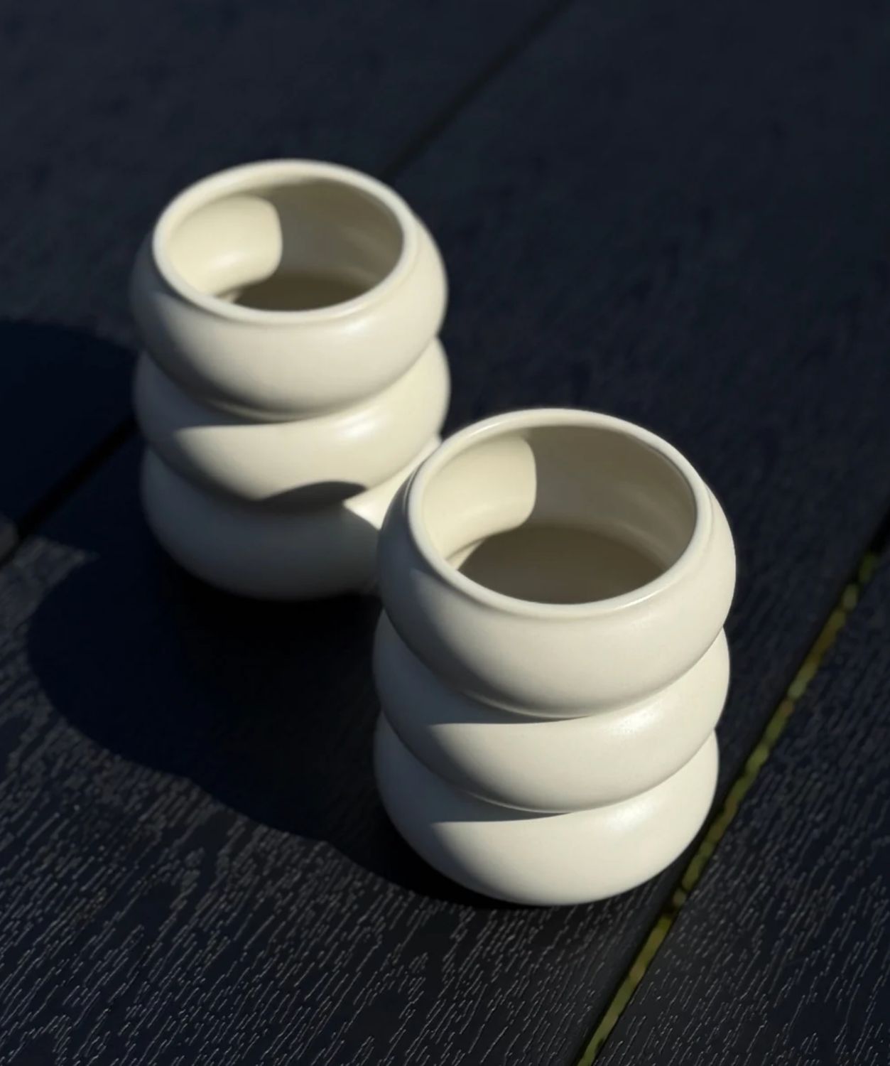 Wave Ceramic Mug Beige 2-Piece