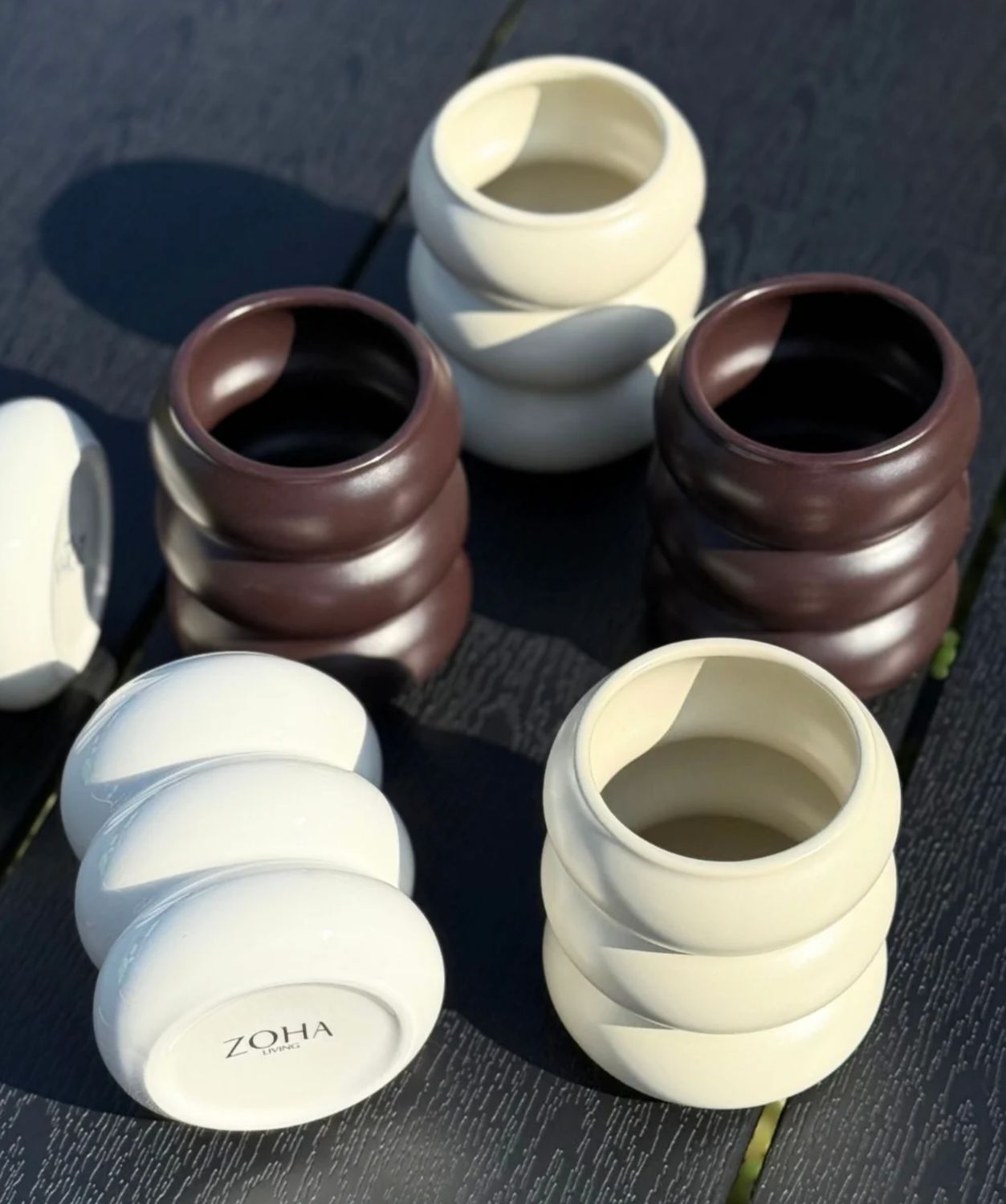 Wave ceramic mug Mocha Mousse 2-Piece