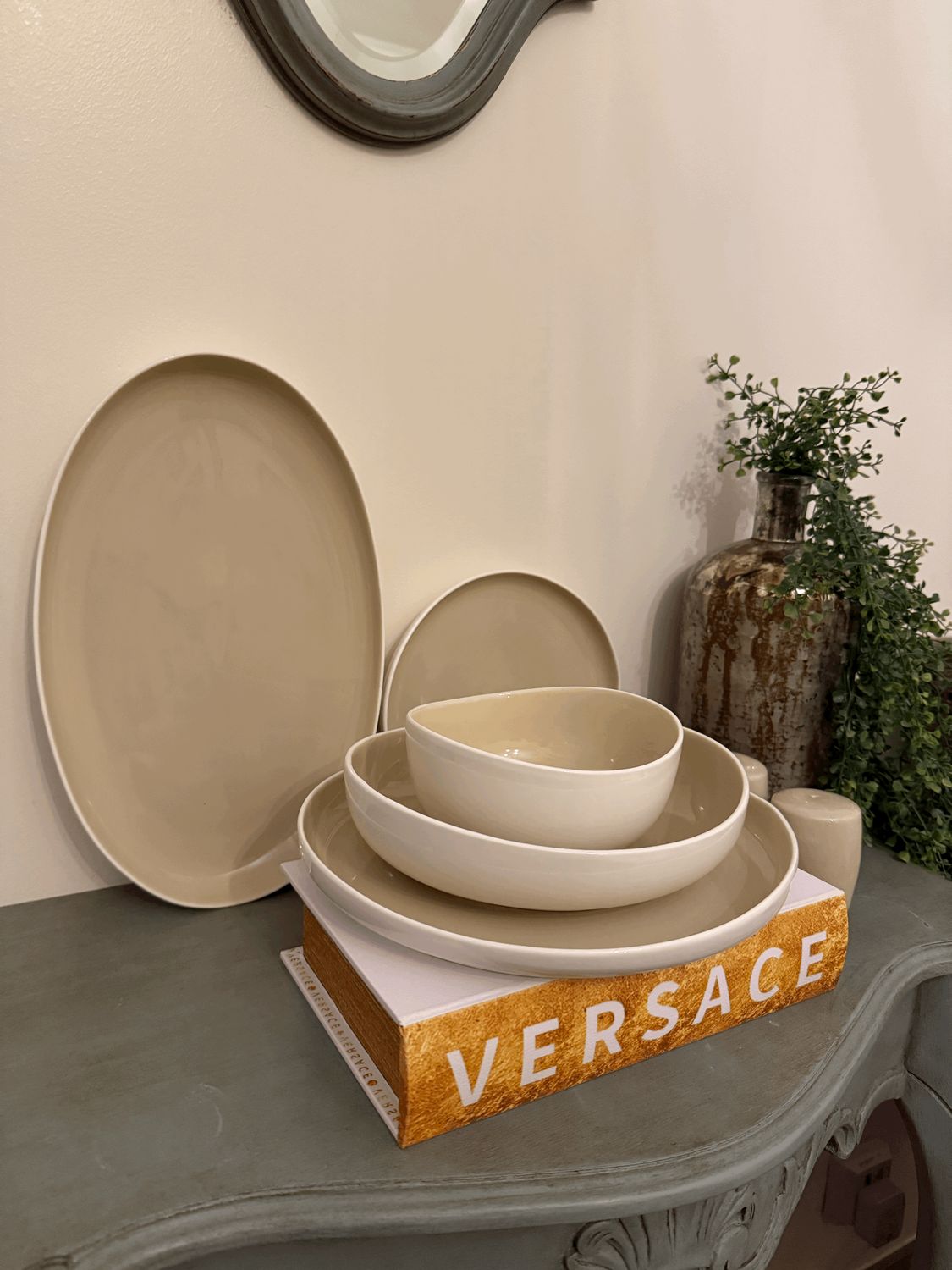 Bricard Colmar Dinnerware Set | WHITE-BEIGE 27- Piece