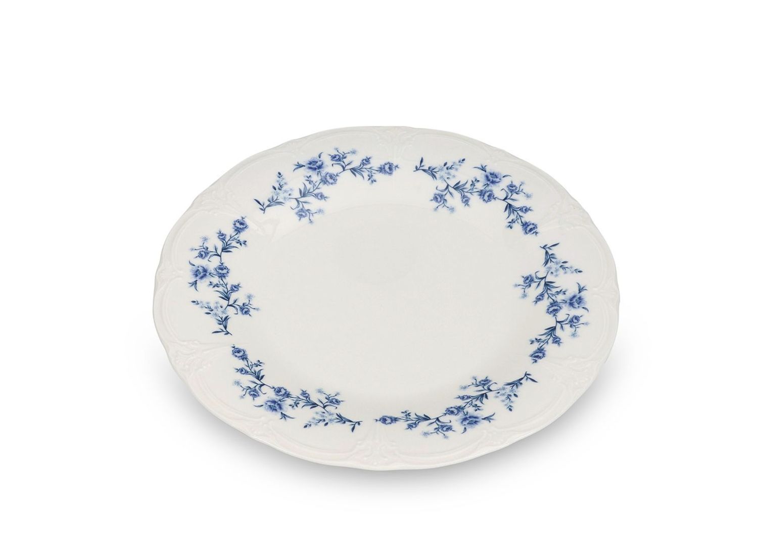 Bord 27,5CM Blauwe Bloem retro