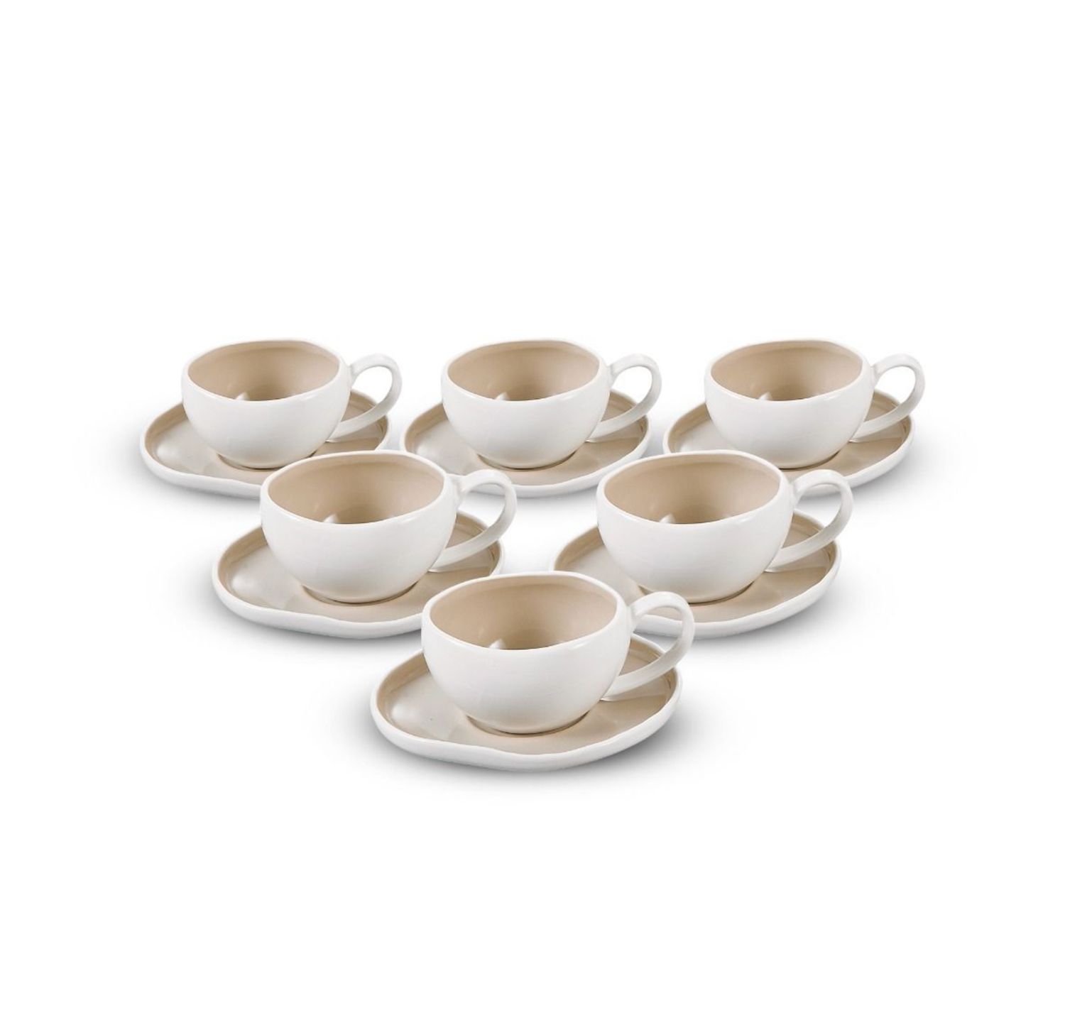 Sara Espresso Set | White-Beige 12-Piece