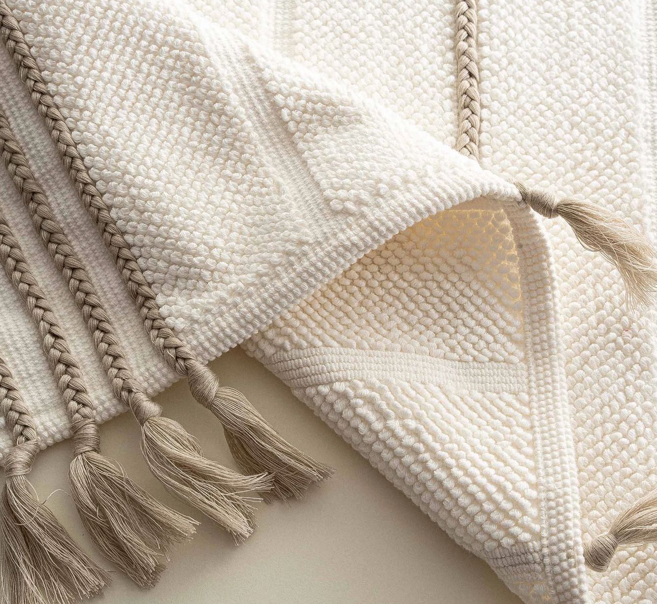 ​Ecocotton Karnella Bath Mat 100% Organic Cotton Cream 50x80 Cm​