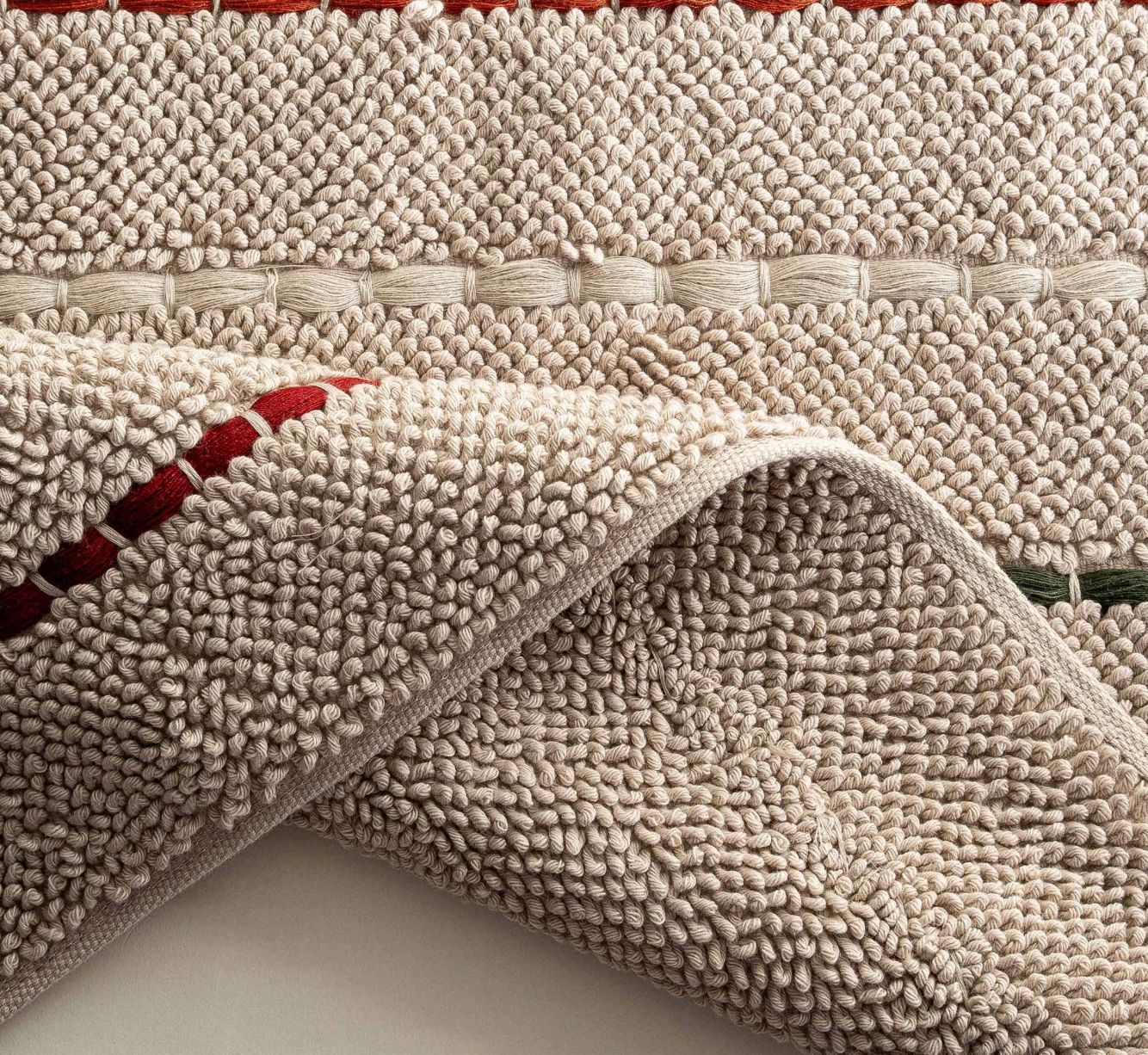 Ecocotton Katari Badmat 100% Katoen Handgeborduurd Beige 50x80cm