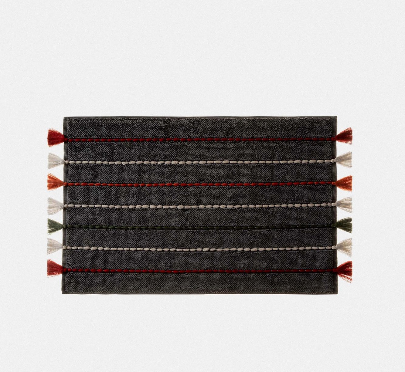 Ecocotton Katari Badmat 100% Katoen Handgeborduurd Antraciet 50x80cm