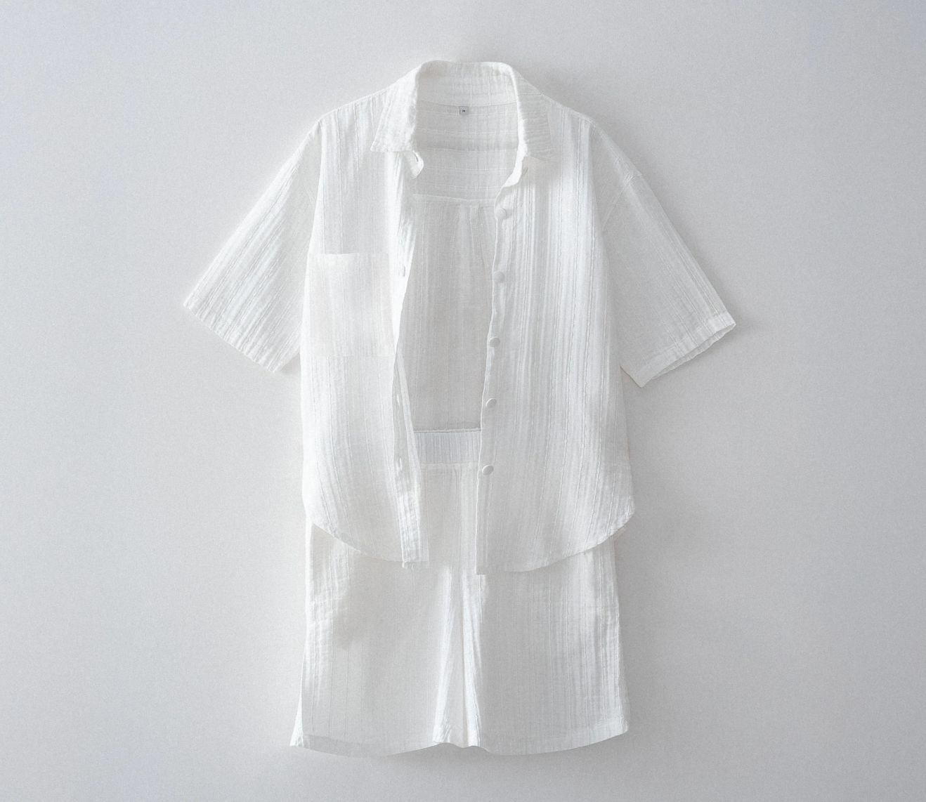 Ecocotton Zeyna Korte Dames Pyjamaset Biologisch Katoenen Mousseline Crème