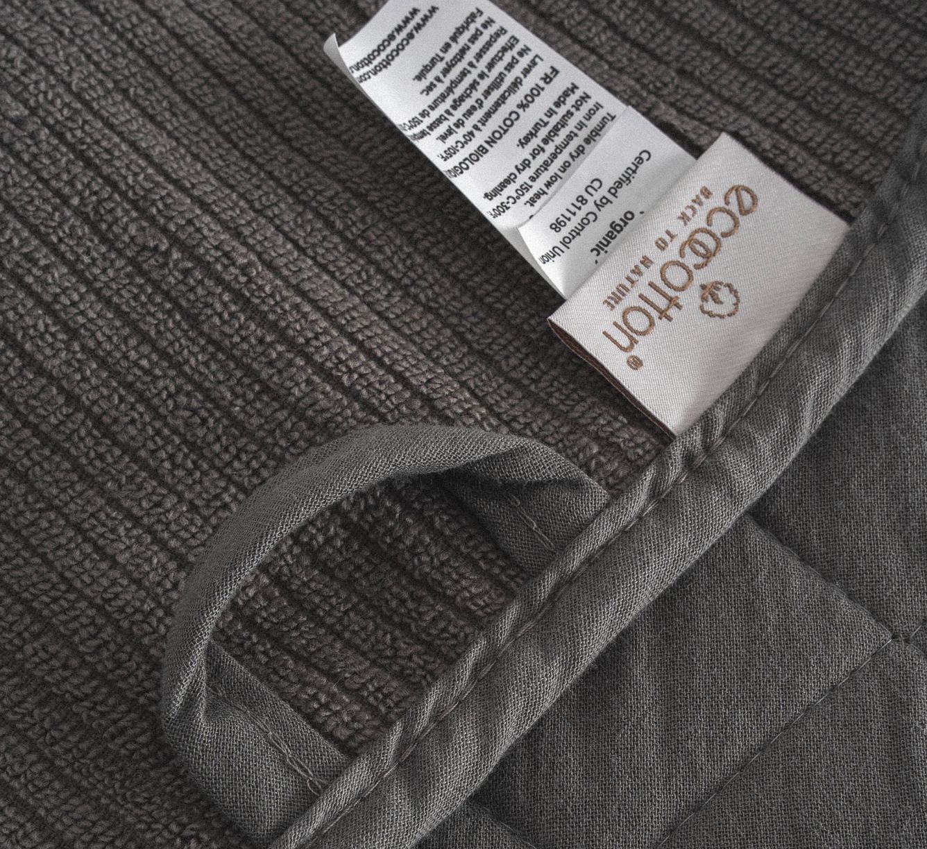 Ecocotton Hüma 3-delige handdoekenset katoen antraciet Ecocotton Hüma 3-delige handdoekenset katoen antraciet