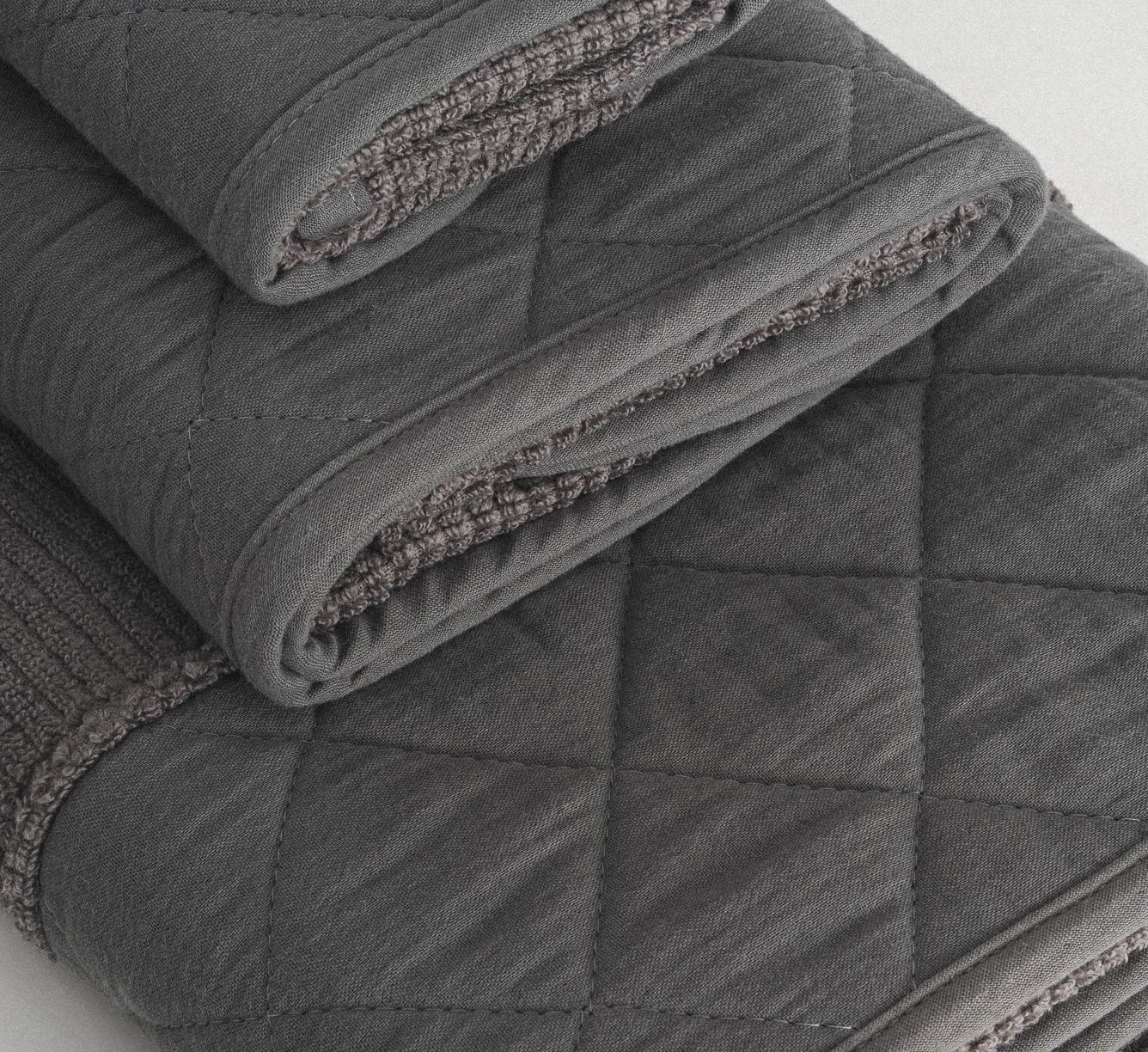 Ecocotton Hüma 3-delige handdoekenset katoen antraciet Ecocotton Hüma 3-delige handdoekenset katoen antraciet