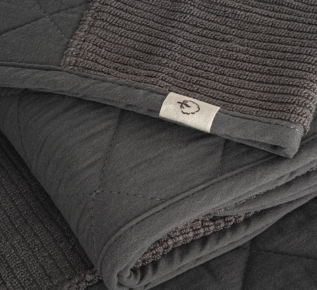 Ecocotton Hüma 3-delige handdoekenset katoen antraciet Ecocotton Hüma 3-delige handdoekenset katoen antraciet