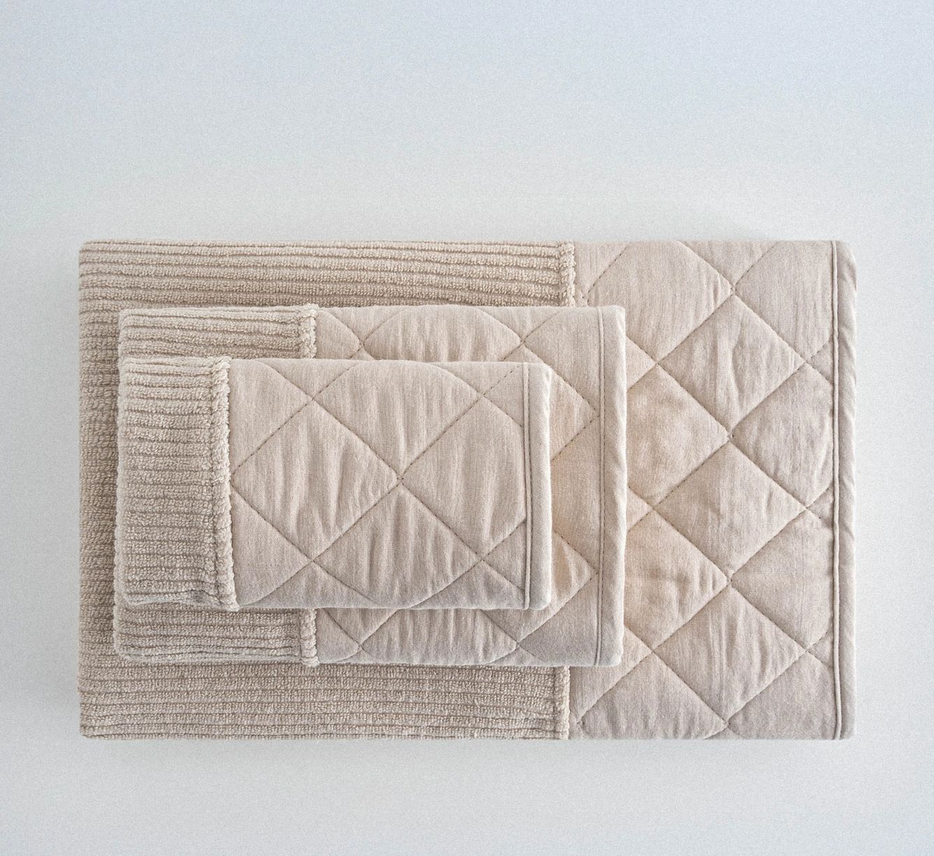 Ecocotton Hüma 3-delige handdoekenset katoen Beige Ecocotton Hüma 3-delige handdoekenset katoen Beige