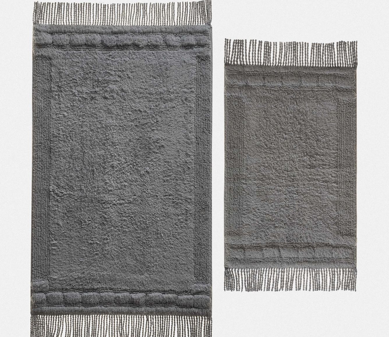 Ecocotton Luna 2-delige badmatten set, gekaard katoen, Grijs Ecocotton Luna 2-delige badmatten set, gekaard katoen, Grijs