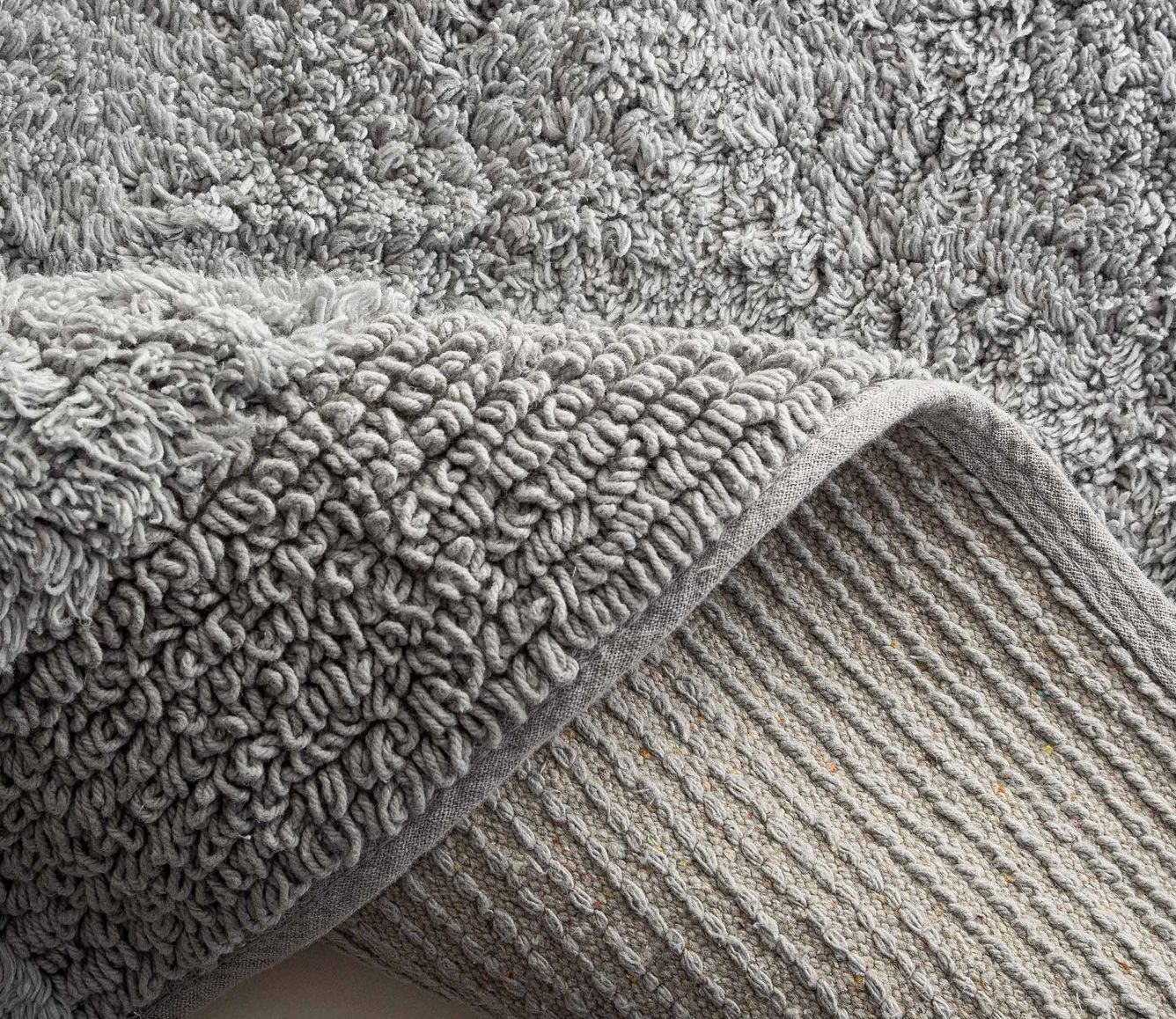 Ecocotton Luna 2-delige badmatten set, gekaard katoen, Grijs Ecocotton Luna 2-delige badmatten set, gekaard katoen, Grijs