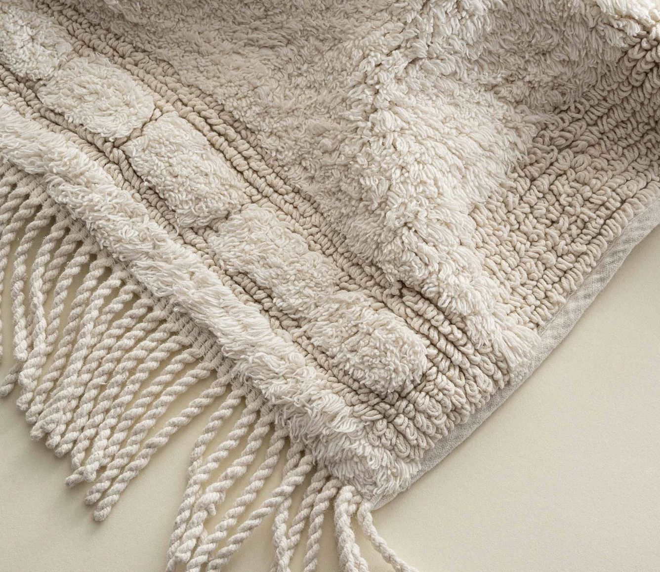 Ecocotton Luna 2'li Banyo Paspas Seti Karde Pamuk Krem