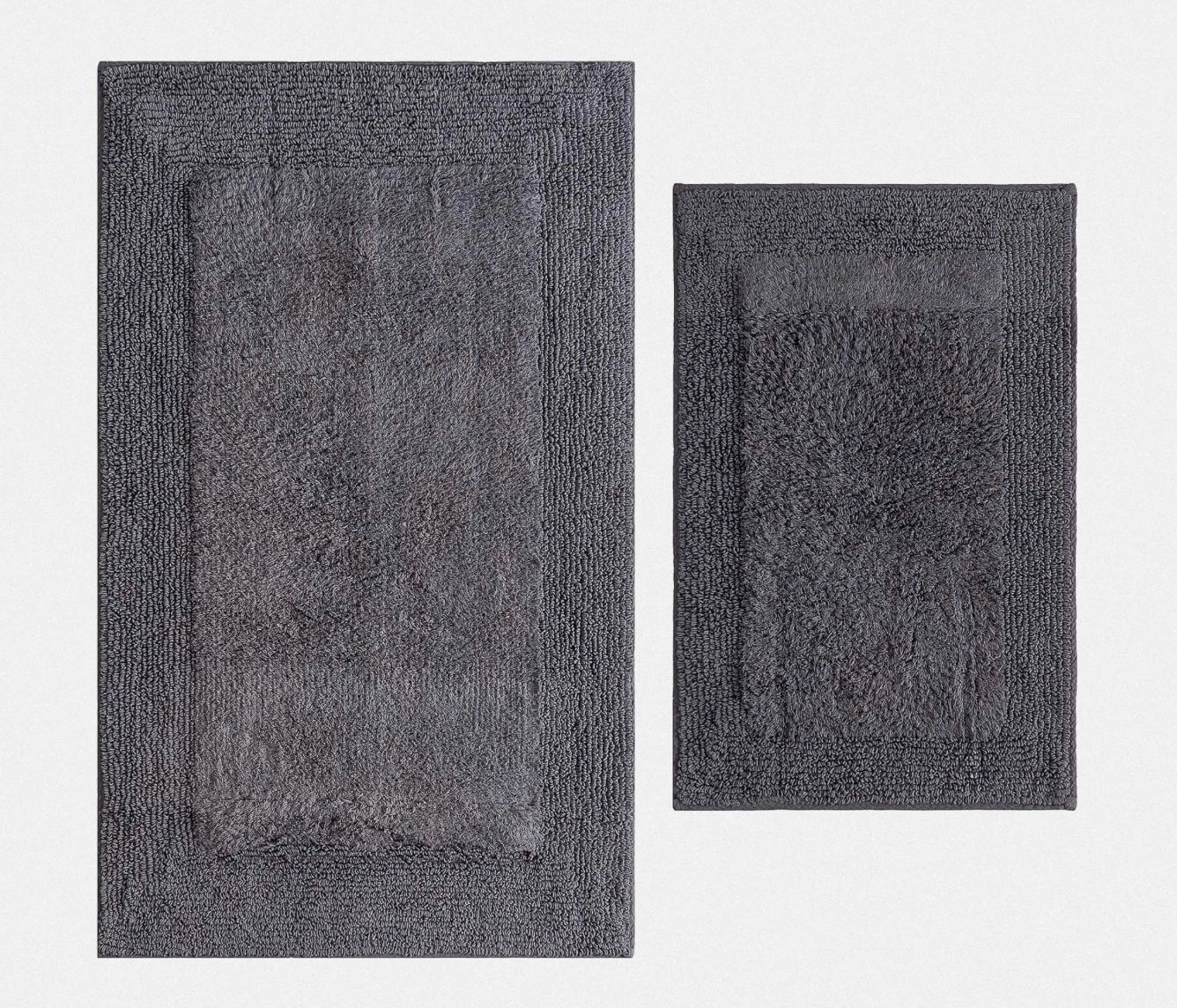 Ecocotton Petra 2-piece bath mat set, carded cotton, anthracite Ecocotton Petra 2-piece bath mat set, carded cotton, anthracite