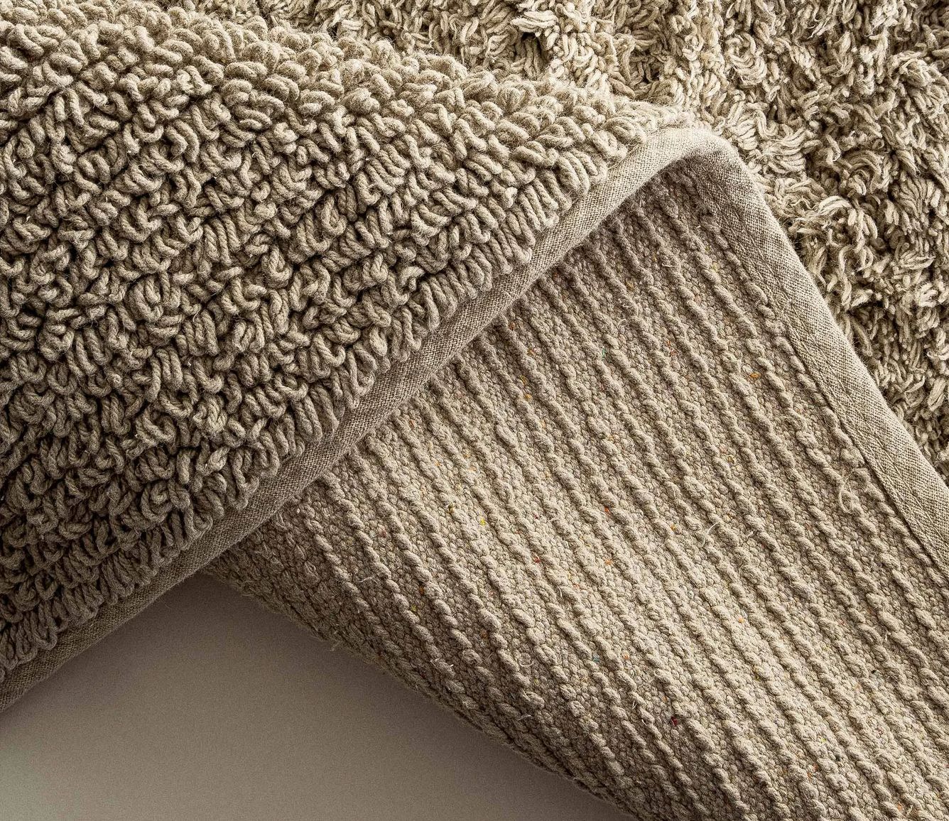 Ecocotton Petra Set van 2 Badmatten Gekaard Katoen Beige Ecocotton Petra Set van 2 Badmatten Gekaard Katoen Beige