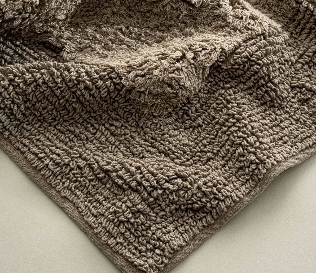 Ecocotton Petra Set van 2 Badmatten Gekaard Katoen Beige Ecocotton Petra Set van 2 Badmatten Gekaard Katoen Beige