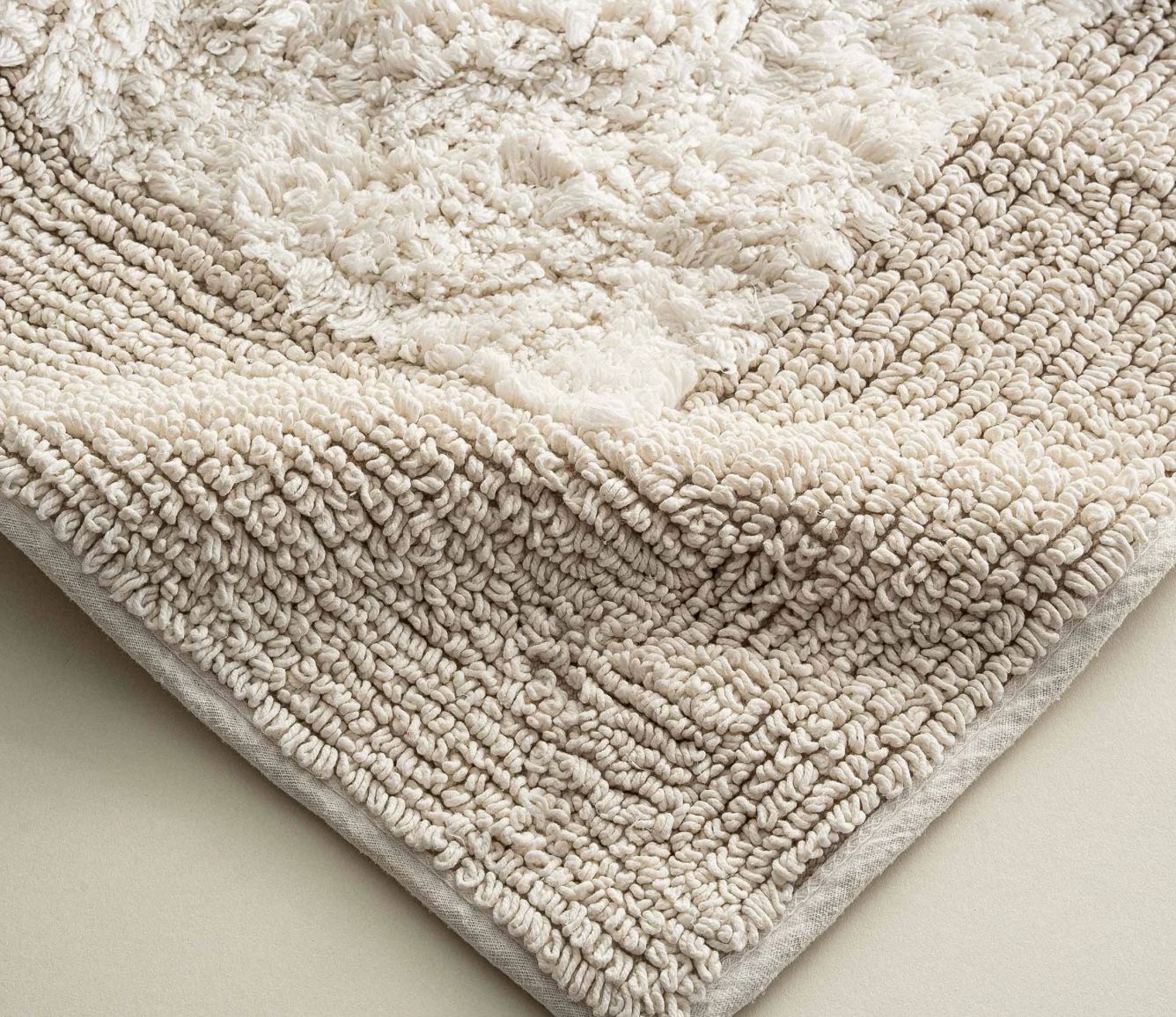 Ecocotton Petra 2-delige badmattenset, gekaard katoen, creme Ecocotton Petra 2-delige badmattenset, gekaard katoen, creme