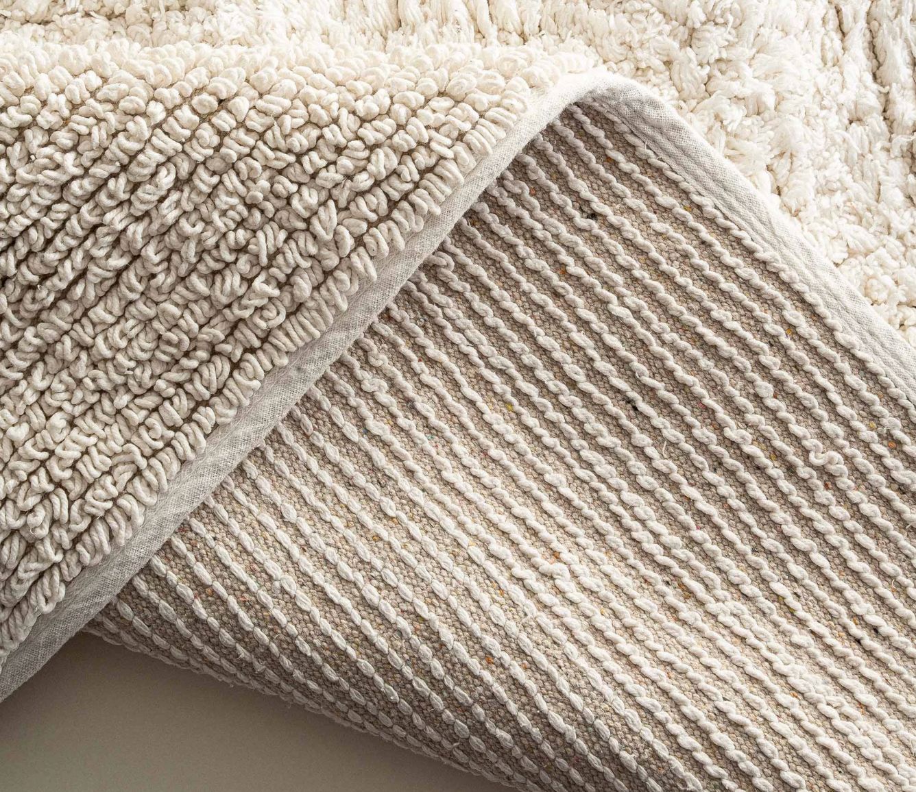 Ecocotton Petra 2-delige badmattenset, gekaard katoen, creme Ecocotton Petra 2-delige badmattenset, gekaard katoen, creme