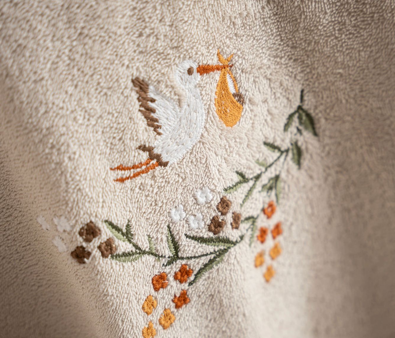 Ecocotton Polina 4-piece baby poncho set made of organic cotton, Beige-colored