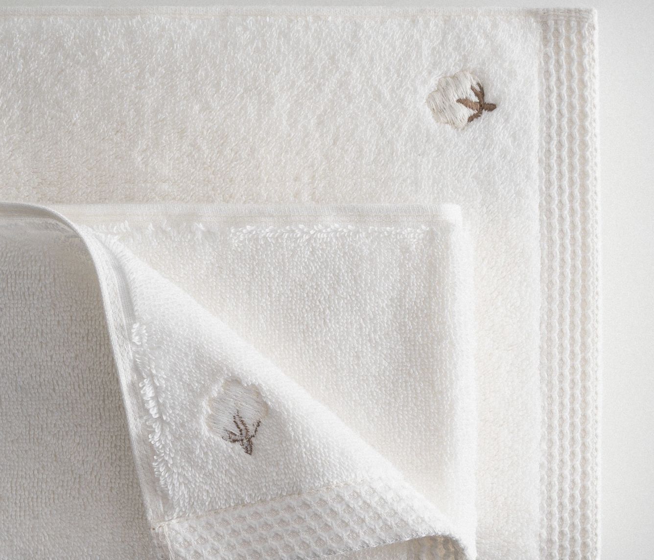 Ecocotton Pure Cotton 3-delige Handdoekenset Biologisch Katoen Vlinderrand Crème
