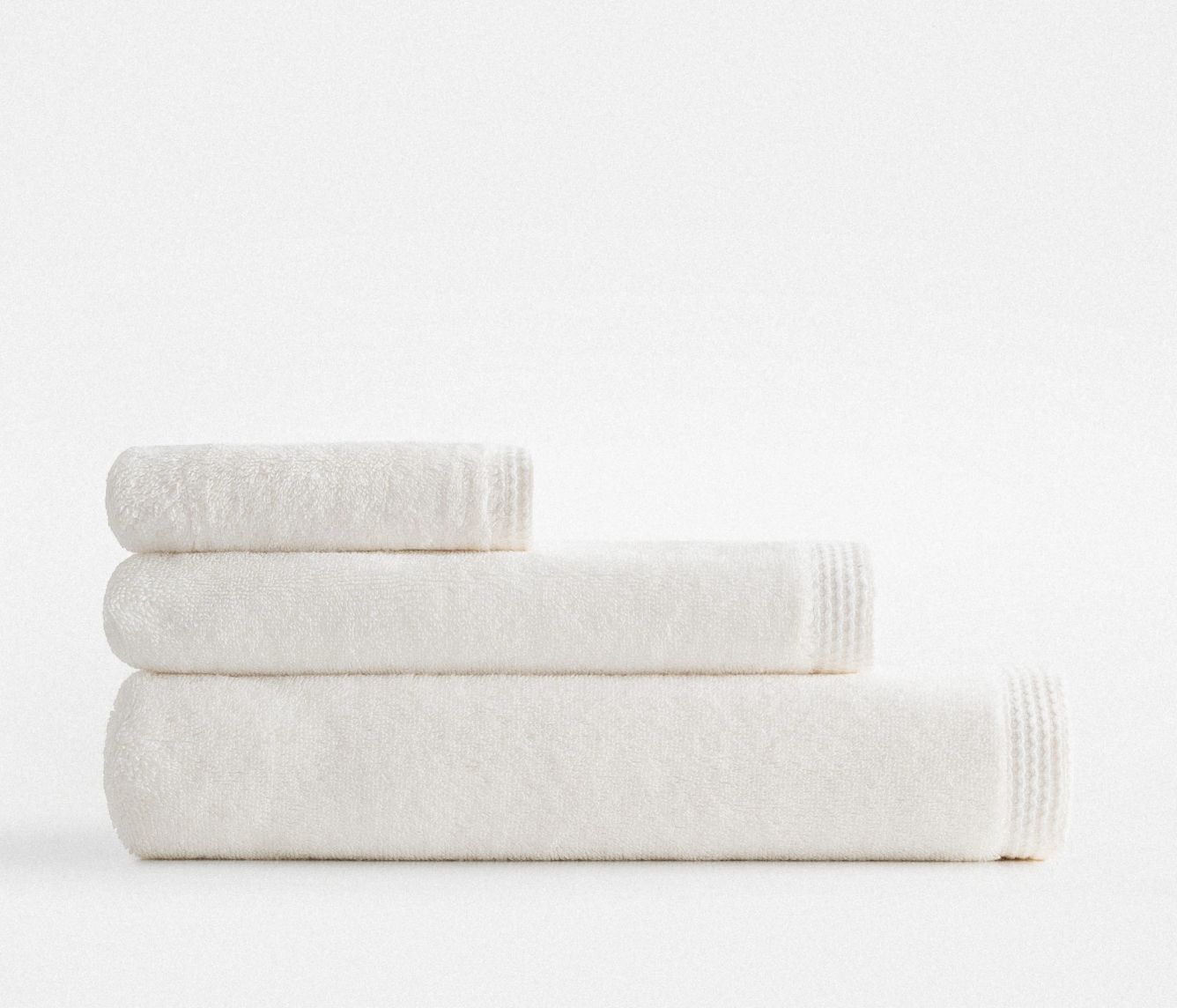 Ecocotton Pure Cotton 3-delige Handdoekenset Biologisch Katoen Vlinderrand Crème