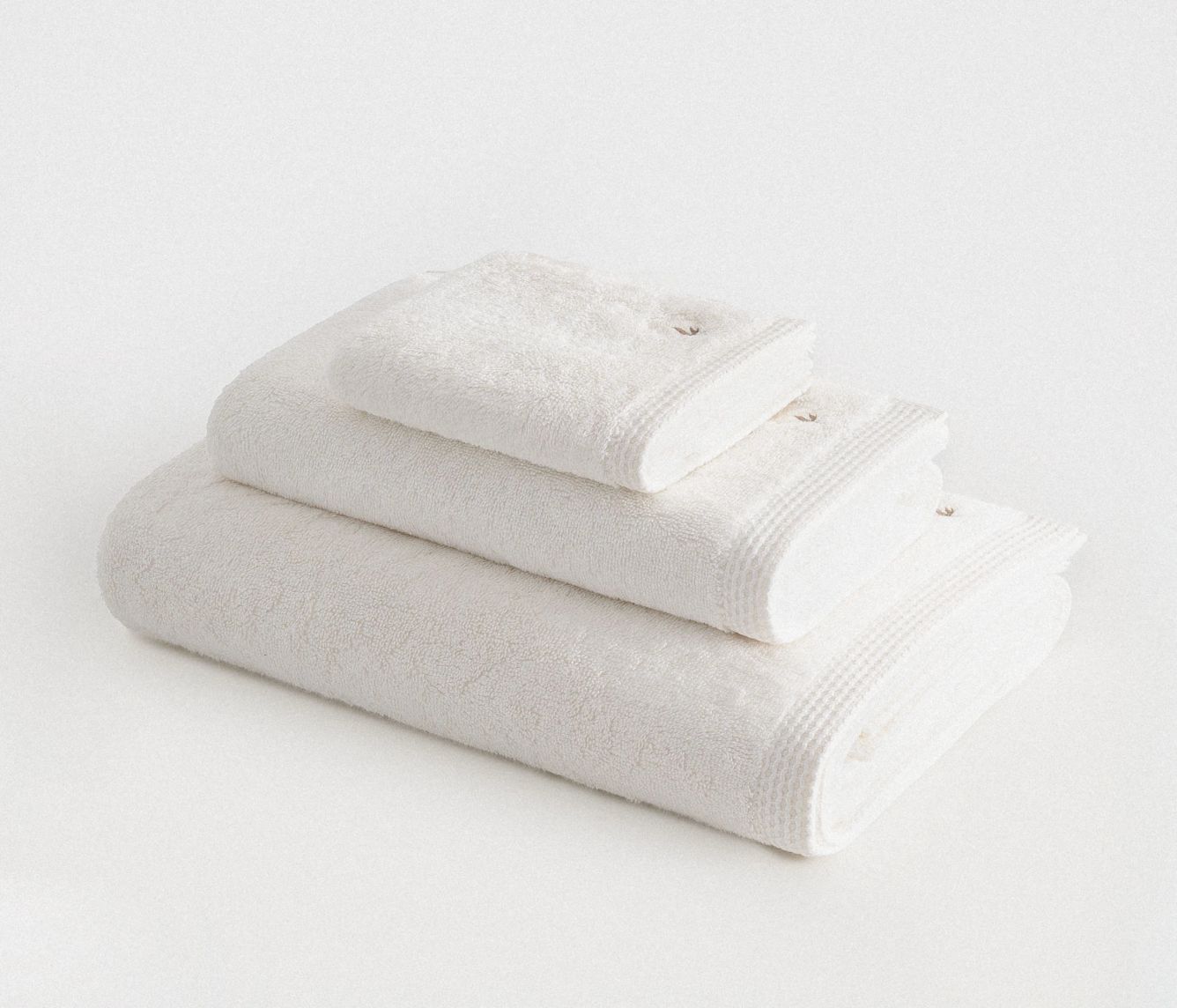 Ecocotton Pure Cotton 3-delige Handdoekenset Biologisch Katoen Vlinderrand Crème