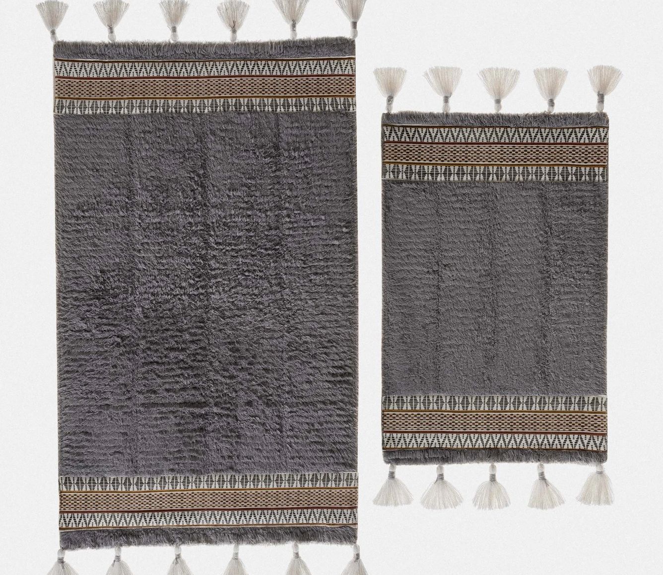 Ecocotton Rita 2-piece bath mat set, carded cotton, anthracite