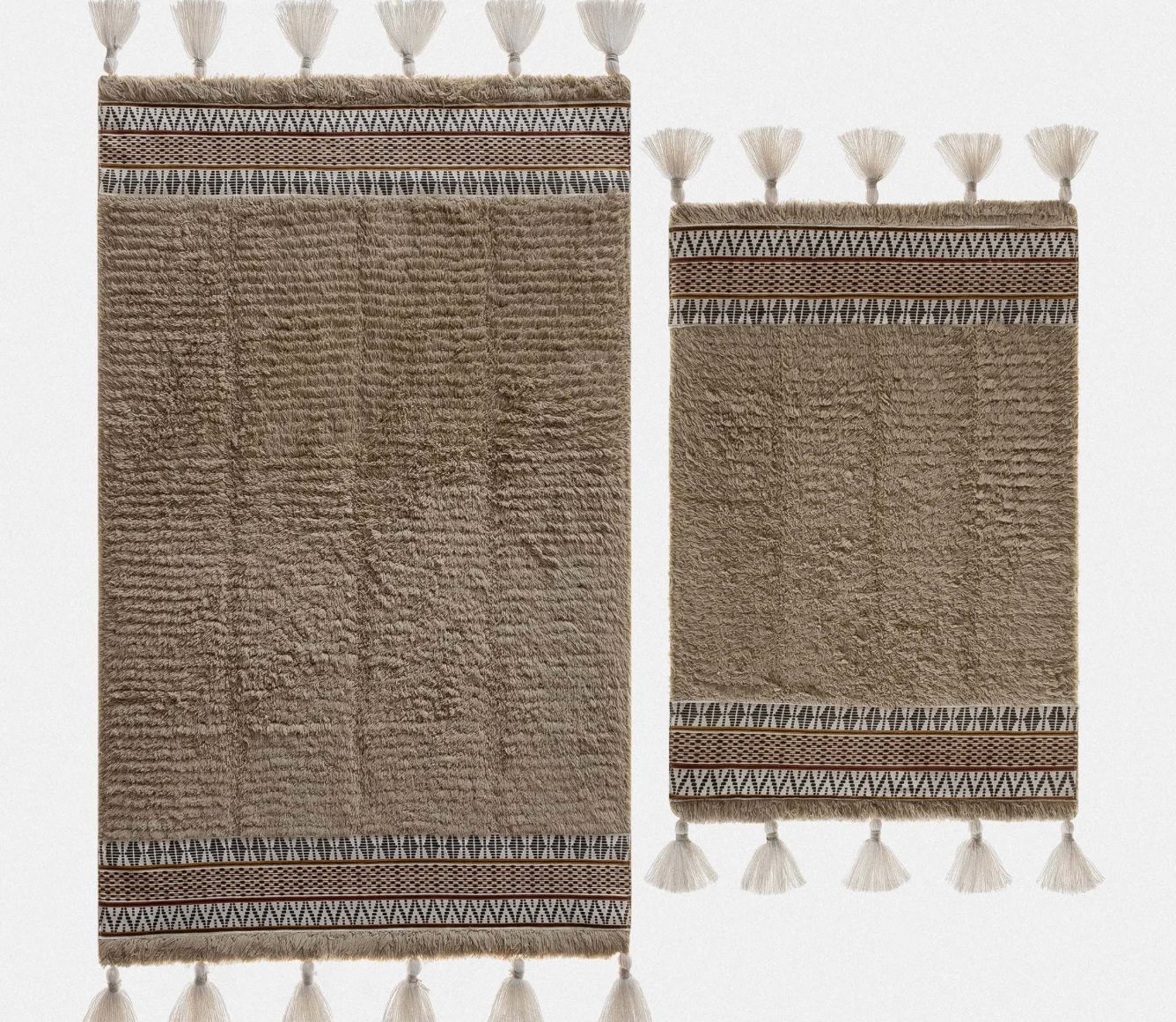 Ecocotton Rita 2-delige badmattenset, gekaard katoen, beige