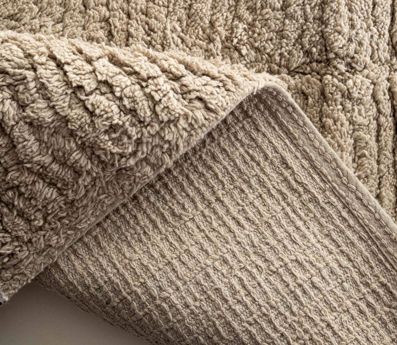 Ecocotton Rita 2-delige badmattenset, gekaard katoen, beige