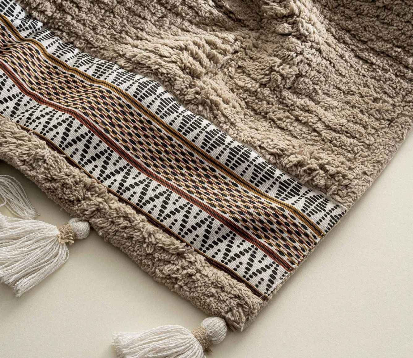 Ecocotton Rita 2-delige badmattenset, gekaard katoen, beige