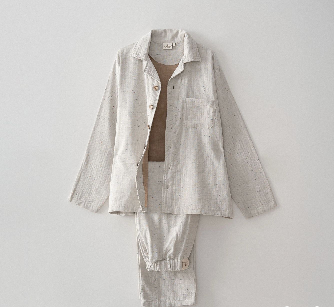 Ecocotton Alinda heren pyjamaset biologisch katoenen mousseline