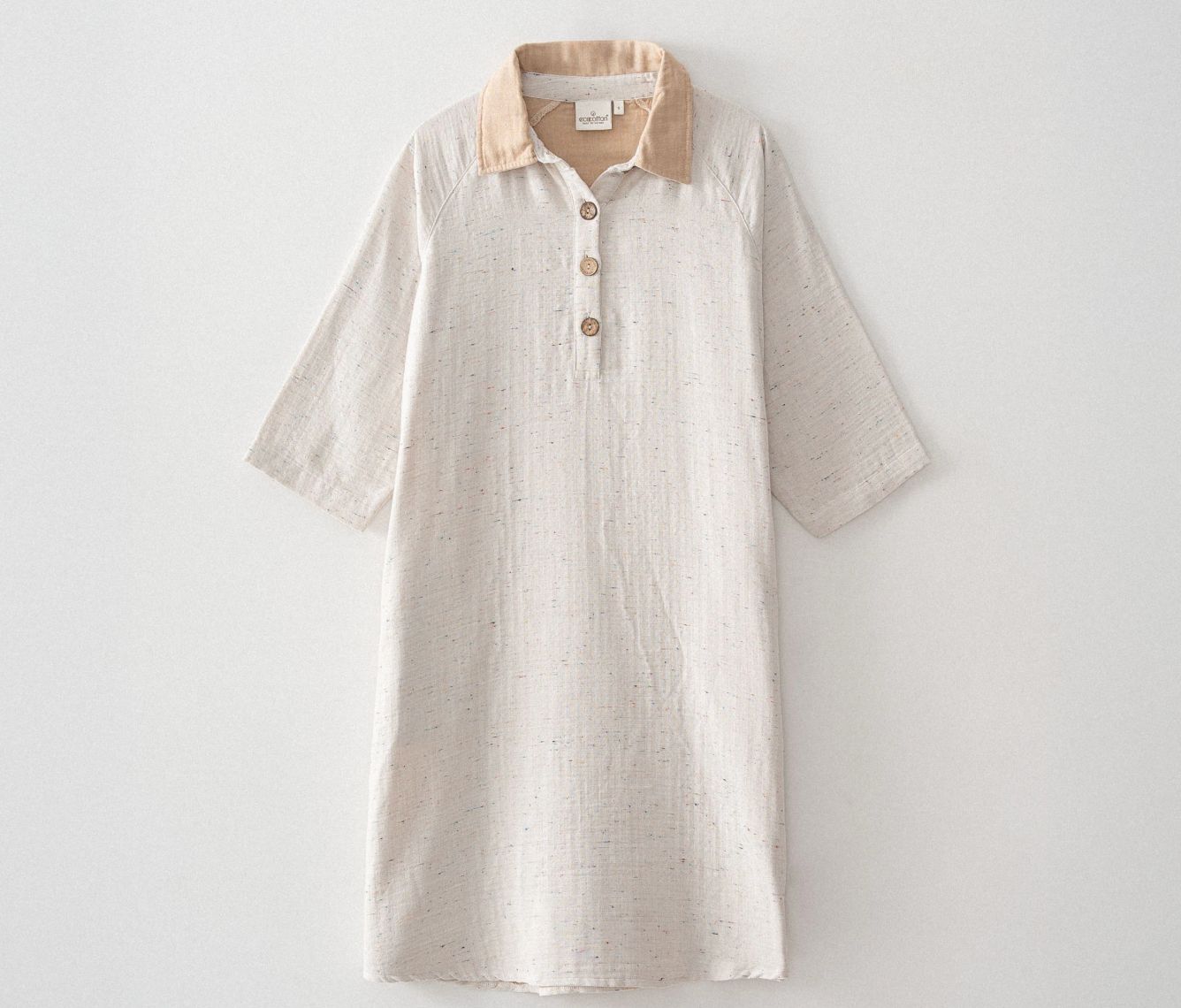 Ecocotton Alinda Kadın Elbise Organik Pamuk Müslin Bej