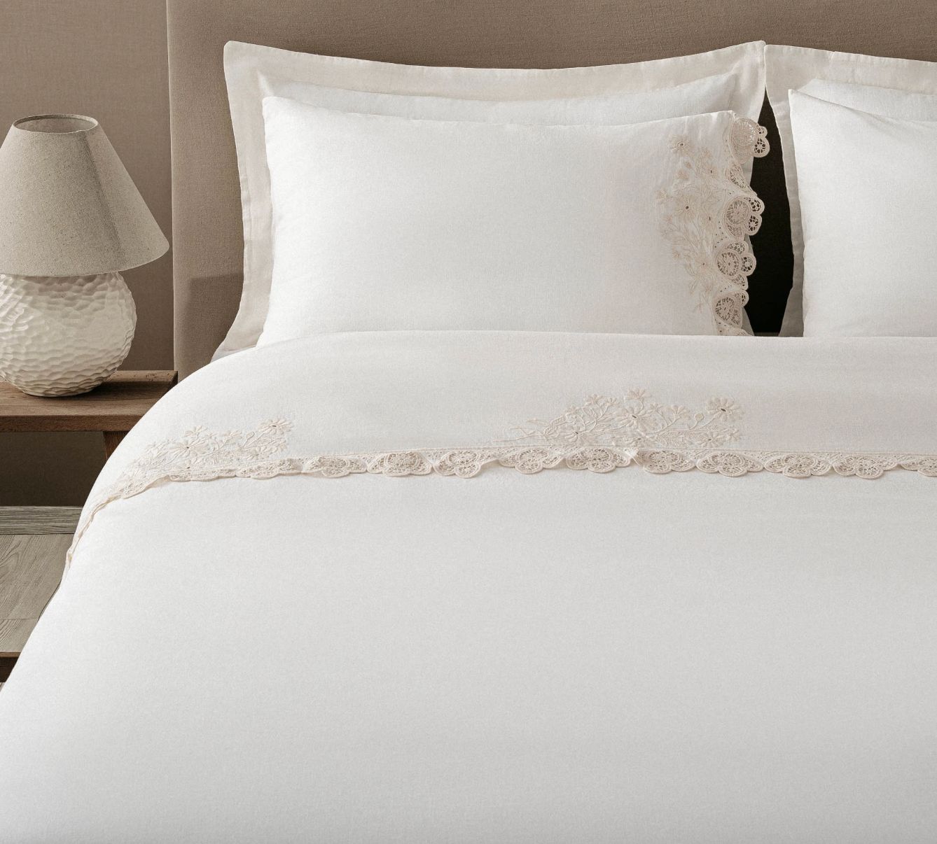 Ecocotton Amanda King Size Beddengoedset Biologisch Katoen Linnen Crème